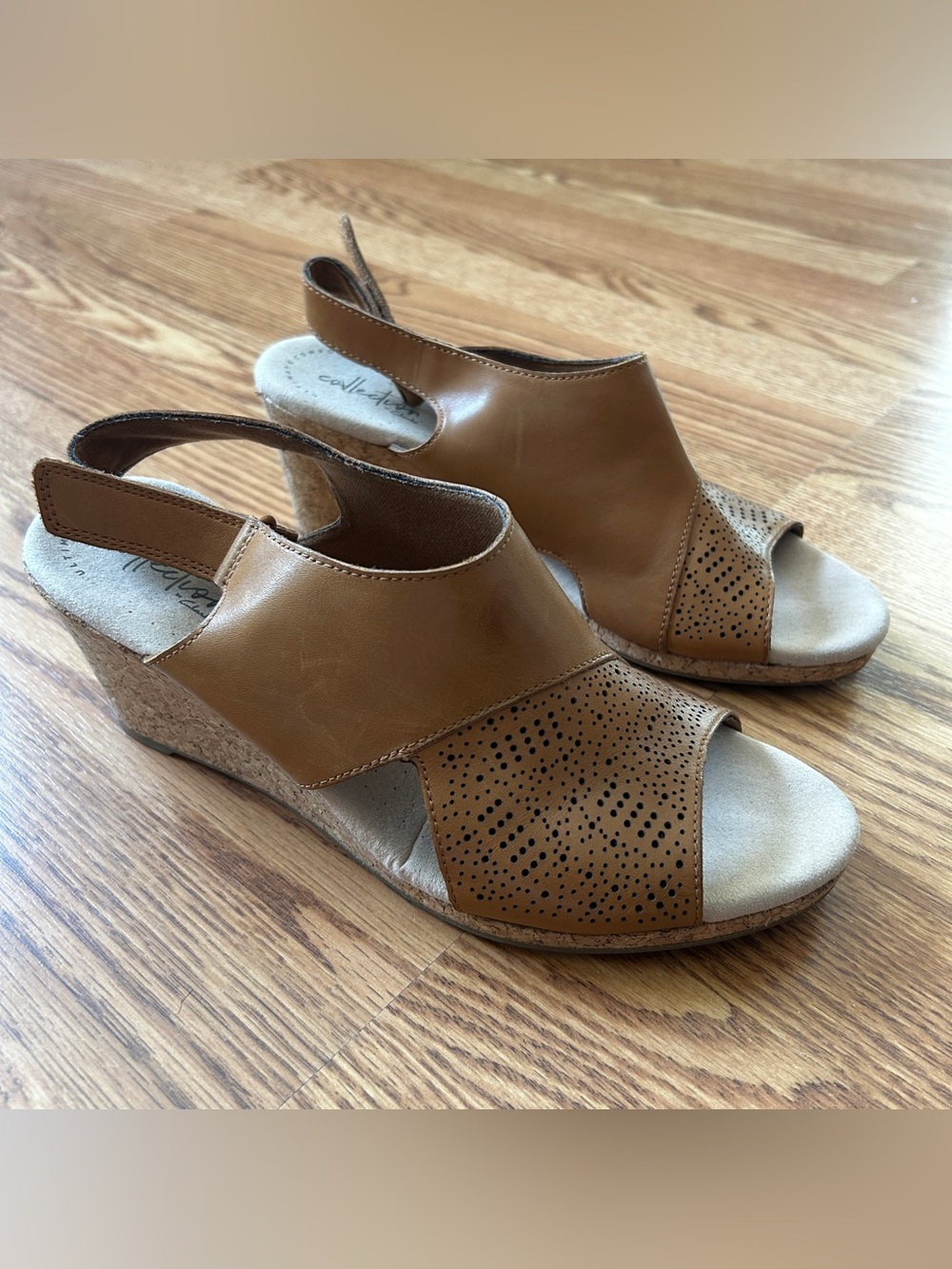 Clark’s leather wedge sandals